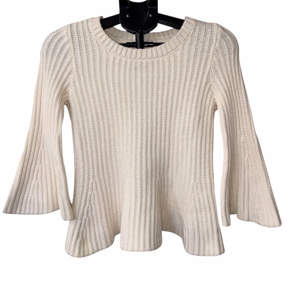 GAP Knit Bell Sleeve Peplum Sweater In Cream Size Small
